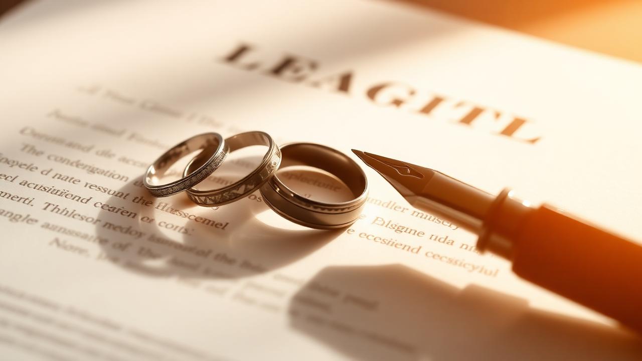 Argollas y documentos durante un trámite de divorcio en Colombia