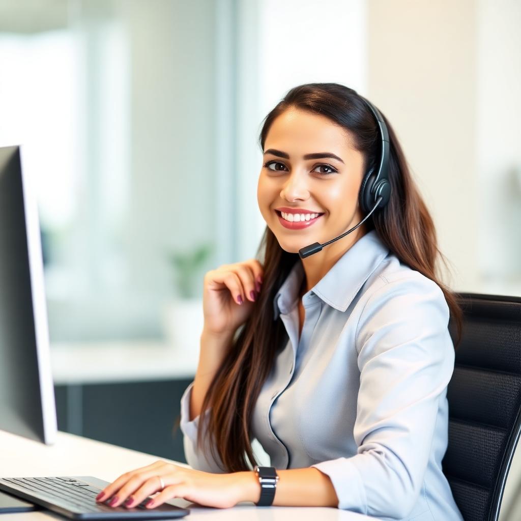 Representante de atención al cliente lista para recibir su consulta